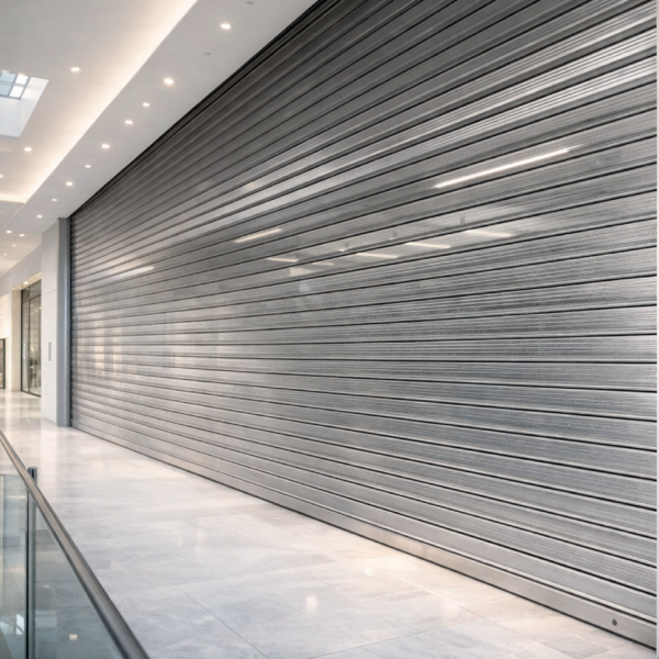 serranda monolamiera zincata con fasce microforate per centro commerciale rgb